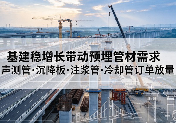 鄞州基建稳增长带动预埋监测管材需求，声测管、沉降板、注浆管订单持续放量